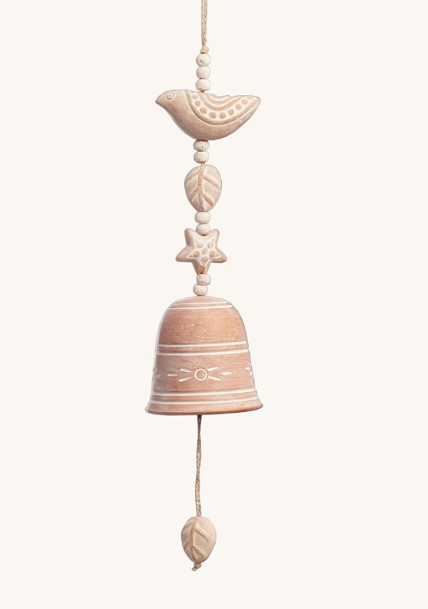 Terracotta windgong met vogel | 9 x 42cm