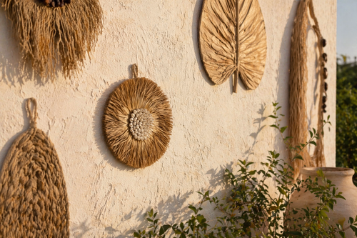 Gras & cowrie wandcirkel