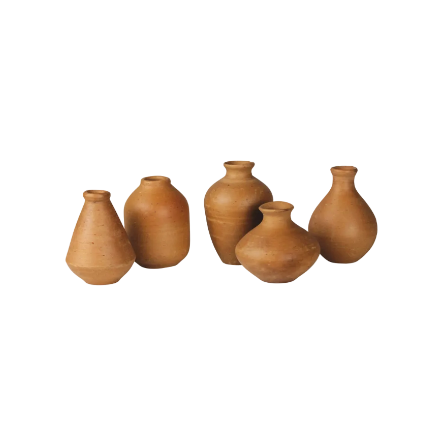 Mini terracotta vazen set | Set van 5